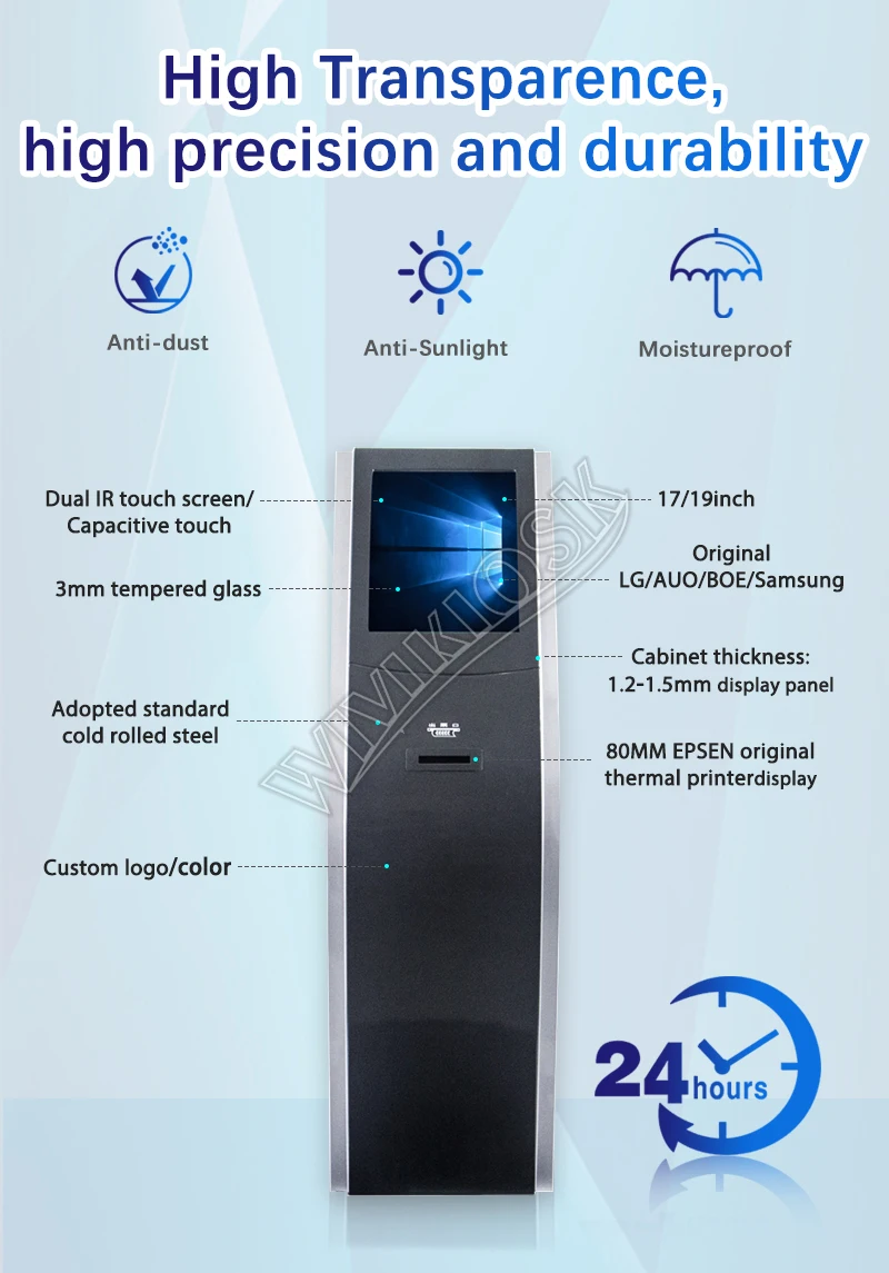 High quality queuing system self service kiosk android queue management system for Hospital and bank
