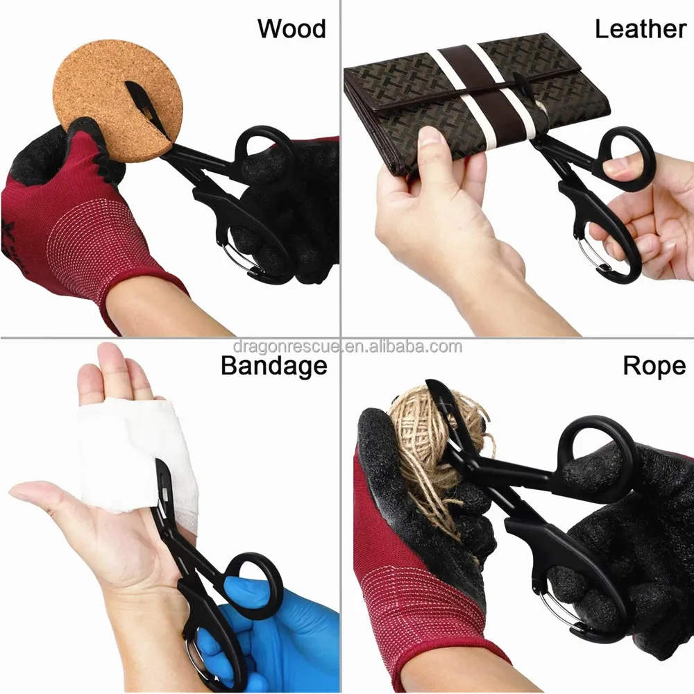 Fluoride Coated Nurse Doctor Medical Paramedic Trauma Shears Bandage Scissors with Carabiner