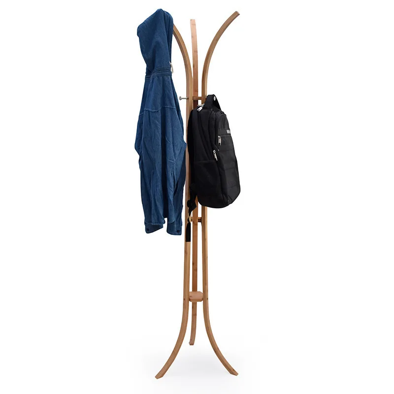 Factory Sale Various Living Room Four Feet Standing Bamboo Clothes Rack