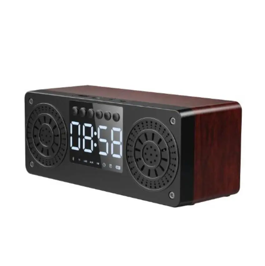 2021 NEW Portable Wooden LED Alarm Clock Wireless Portable Speaker Bluetooths