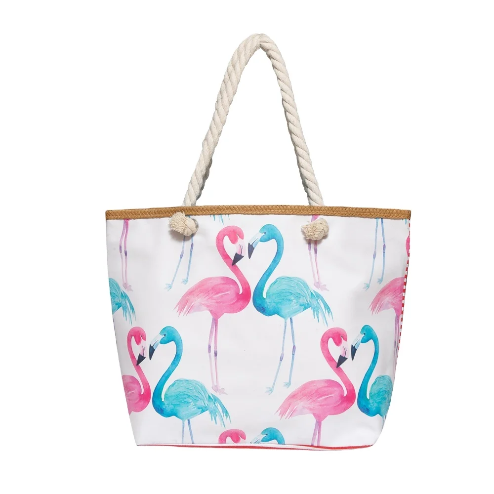 Jakijayi Colorful Flamingo Pattern Printing Pu Beach Bag For Lady