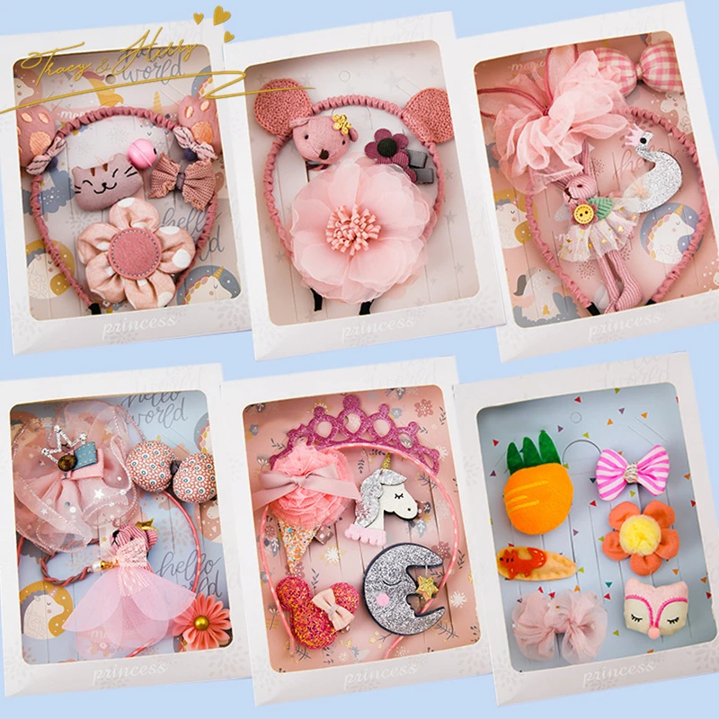 Tracy & Herry HOT SALE Unicorn Hair Clip Set 14 pks Handmade Princess Style Headdress Gift Bow Knot Hair Accessories for Kids