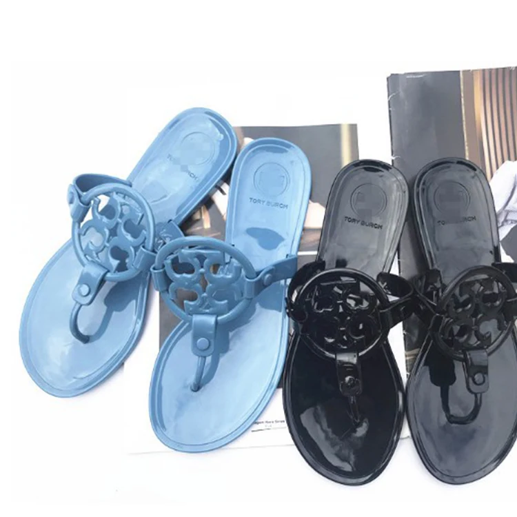 hot sale big size new stylish summer flat jelly shoes flip flop slippers for women ladies jelly shoes