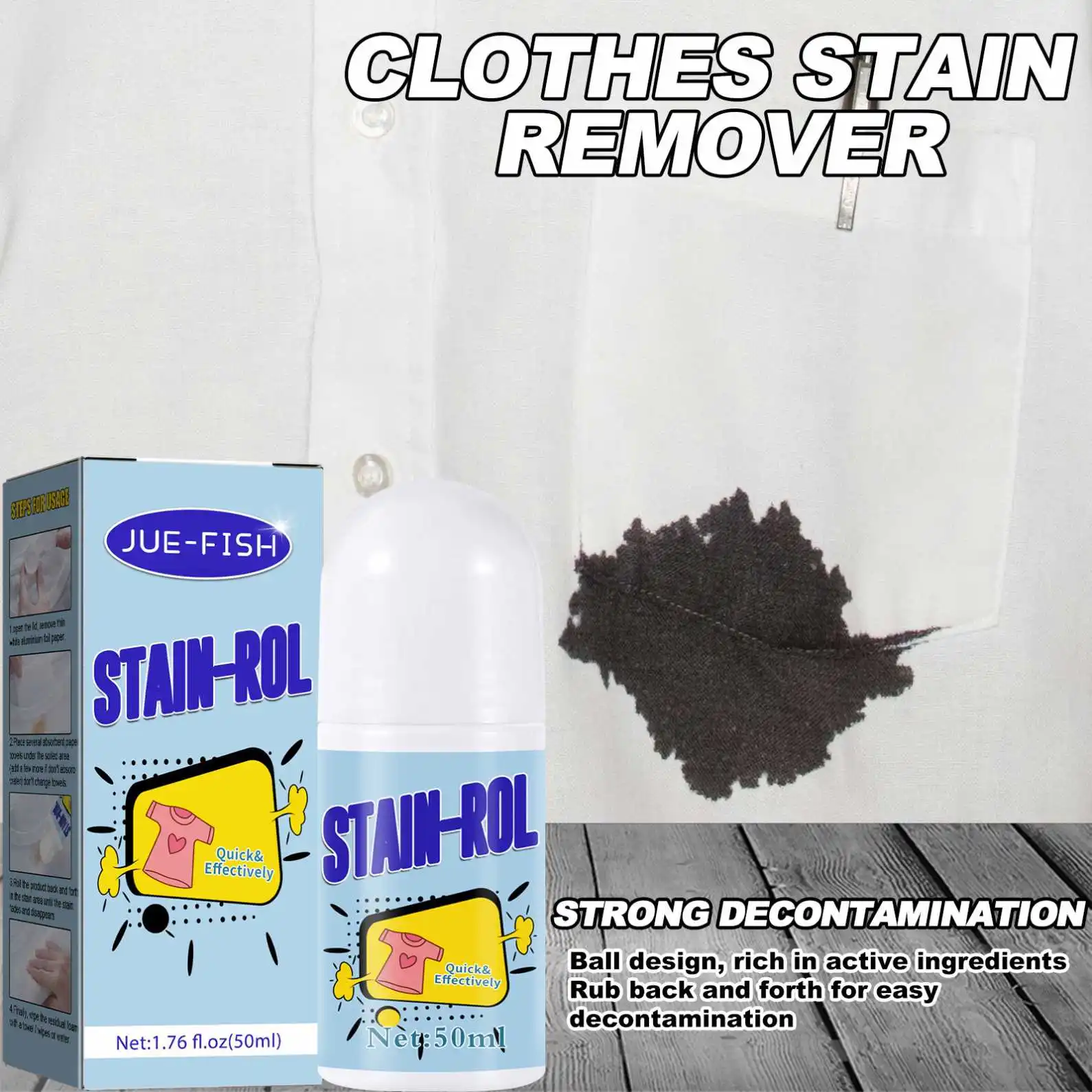 Jue Fish Portable Wash-Free Clothes Ball Bearing White Clothes Stain Remover Oil Coffee Makeup Stains Remove Ball