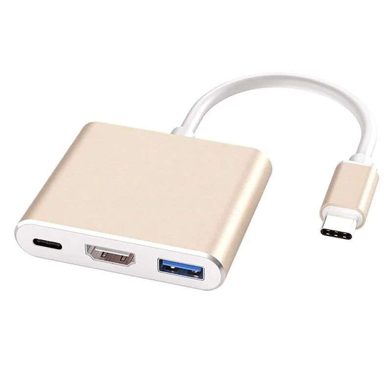 usb c hub oem 3 port 3 in 1 usb-c hub to Quick Charging Port USB 3.0 to 4K UHD Output