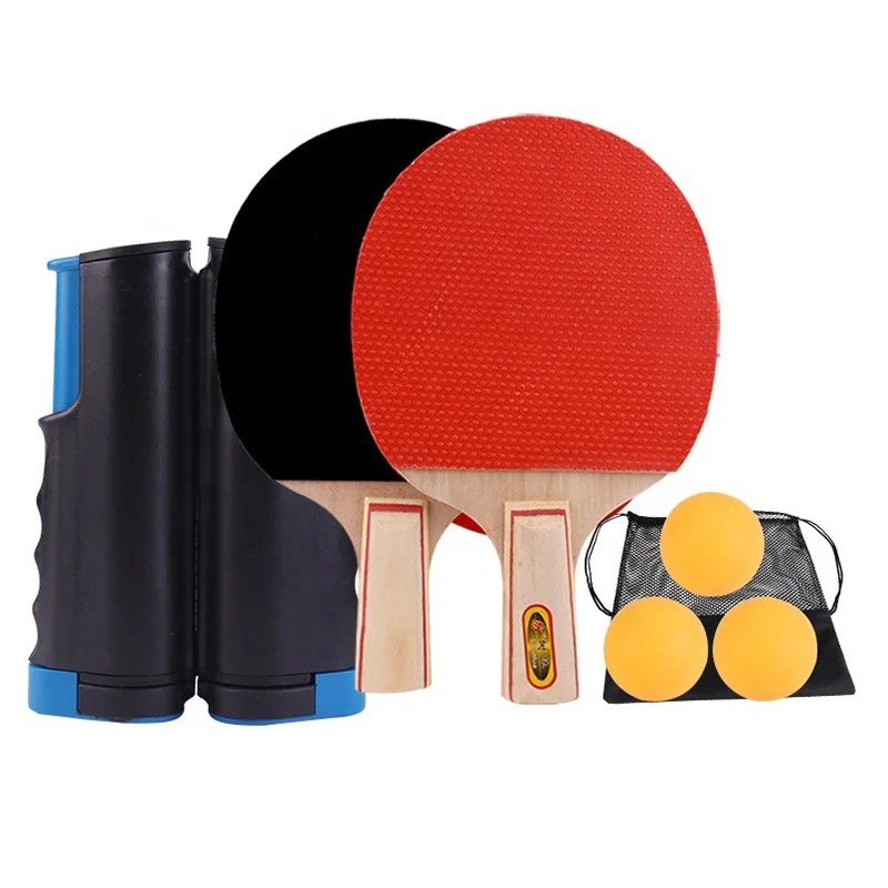 Adjustable Retractable Ping Pong Net Set with Post Professional Table Tennis Rackets and Balls Net with Posts