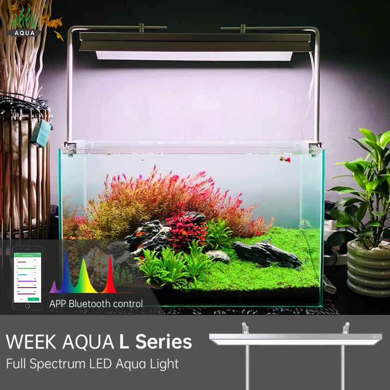 WEEK AQUA Lseries-D  APP control Aquarium equipments lightings RGB+UVA aquarium led grow lamp for plants growth Lighting