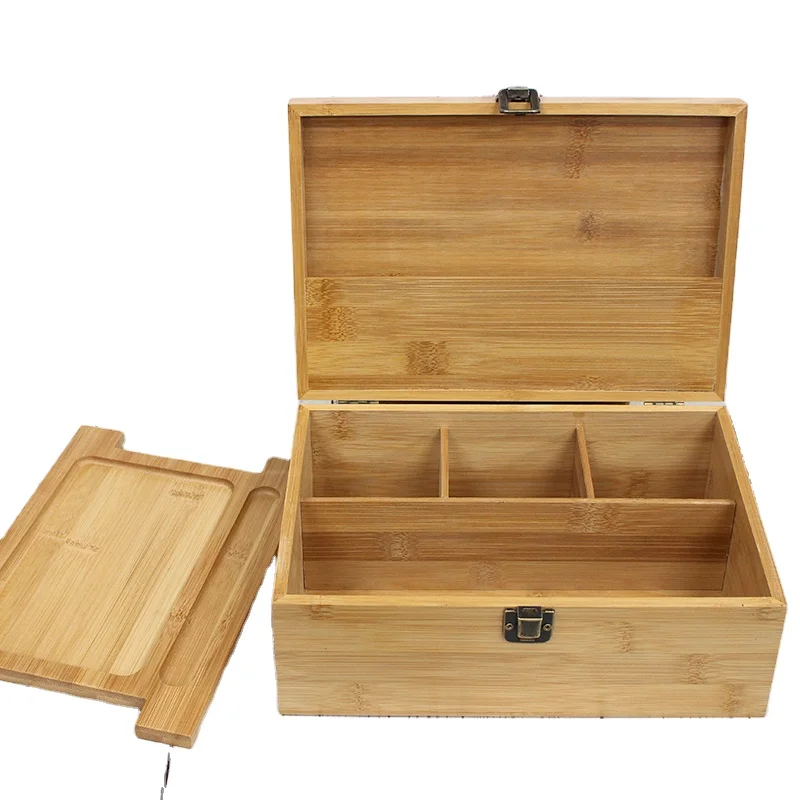 custom Storage Container to Store All Herbs Smoking Accessories Grinder Pipe Rolling Papers Bamboo Herb Stash Box