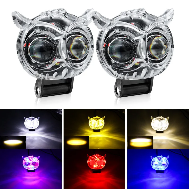 Owl light colorful Led Motorcycle Fog Light spotlight Working Light