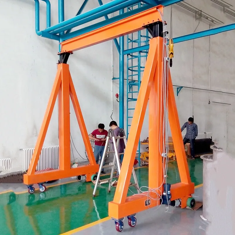 Workshop Steel 500kg 1 ton 3 ton mobile lifting adjustable height  gantry crane 1 ton 2 ton 5 ton self hoisting cranes on rails