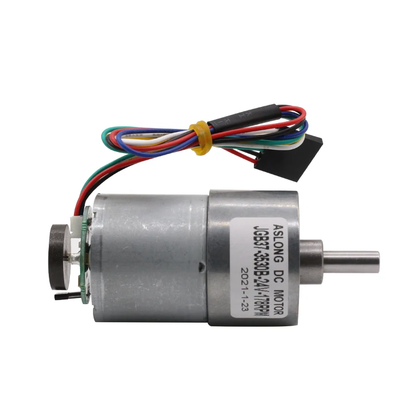 Aslong 37mm JGB37-3530B 12v 24V Brushed High Torque hall encoder Electric DC Motor for Home Appliance