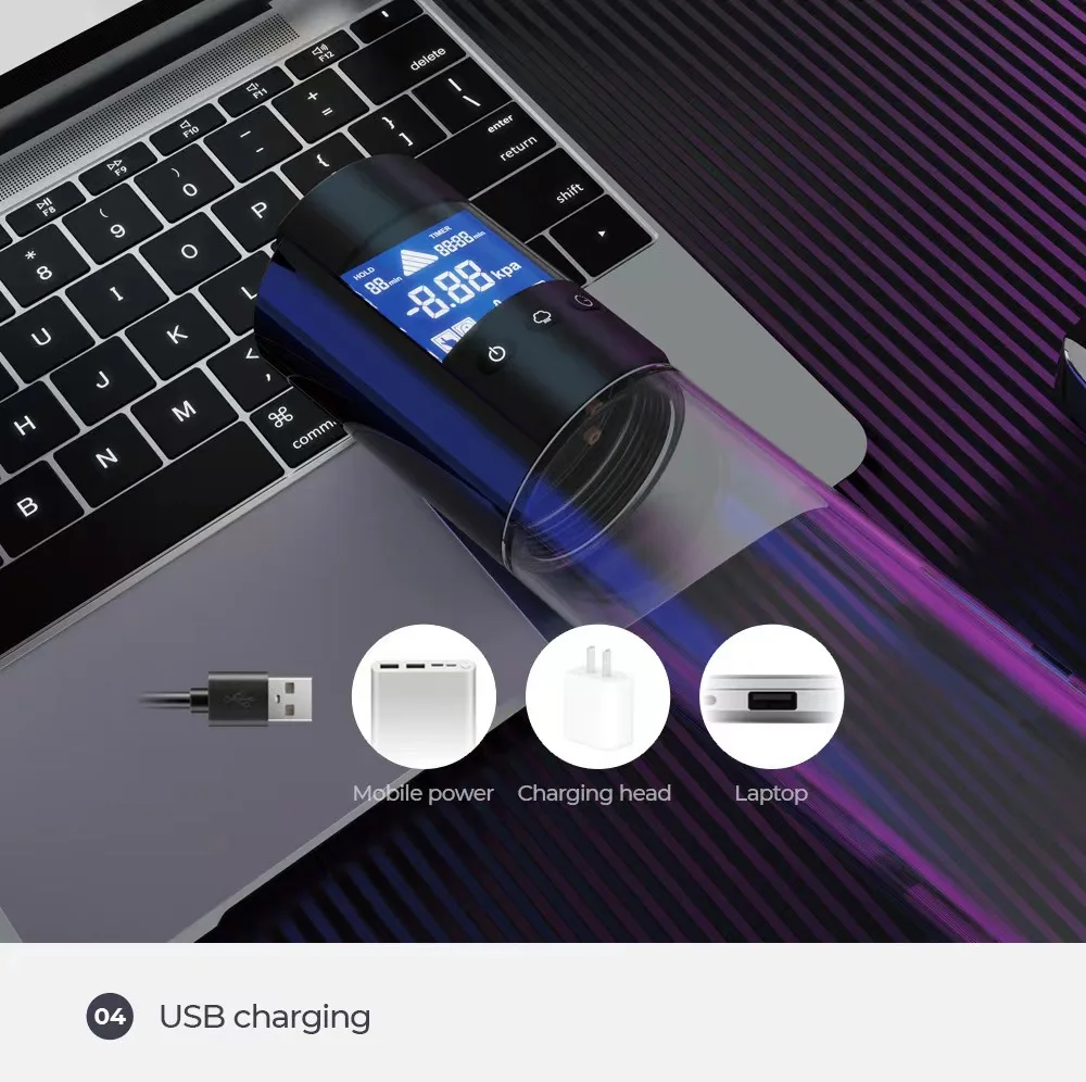 Мужские секс-игрушки с USB перезаряжаемым умным автоматическим ЖК-дисплеем насос для увеличения пениса таймером
