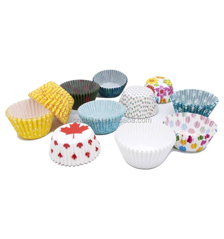 Wholesale Flower Shape Designs Printed Greaseproof Paper Cake Cups