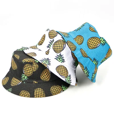 custom dry fit sun Pineapple pattern printed satin bucket hat