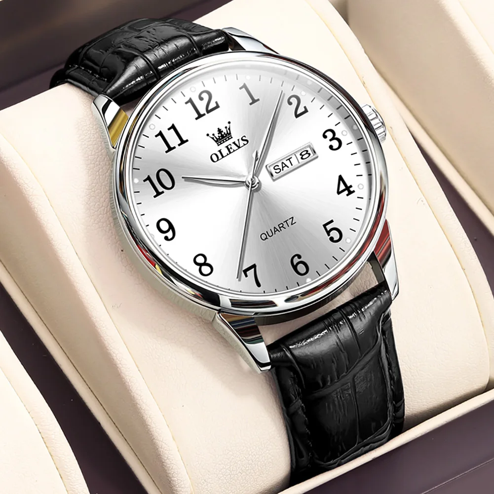 OLEVS Custom Watches Luxury Leather Steel Stainless Watches for Men Quartz Watches for Men