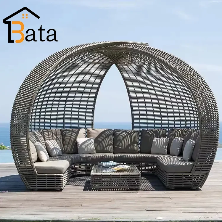 All Weather PE Plastic Rattan Daybed Outdoor Garden Patio Wicker Sunbed Lounger