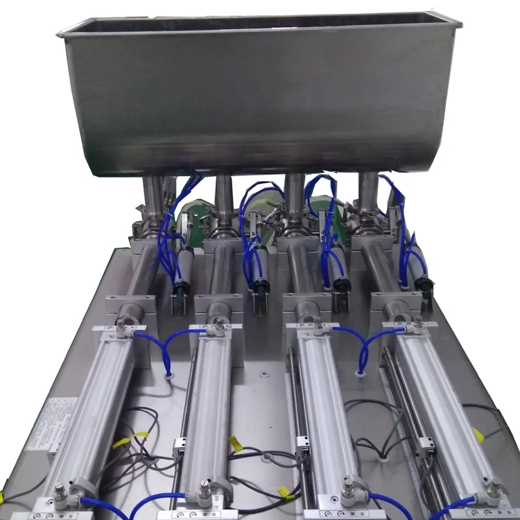 Semi Automatic Horizontal 500ml Piston 4 Head Heavy Cream Cheese Honey Jarcan Filling Machine