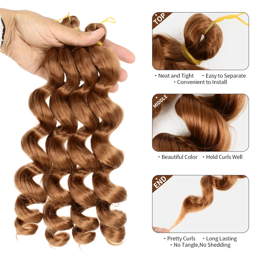 AliLeader 12 Inch Ombre Curly Synthetic Loose Curls Crochet Hair Bouncy Jumpy Short Curly Braiding Hair for Braids