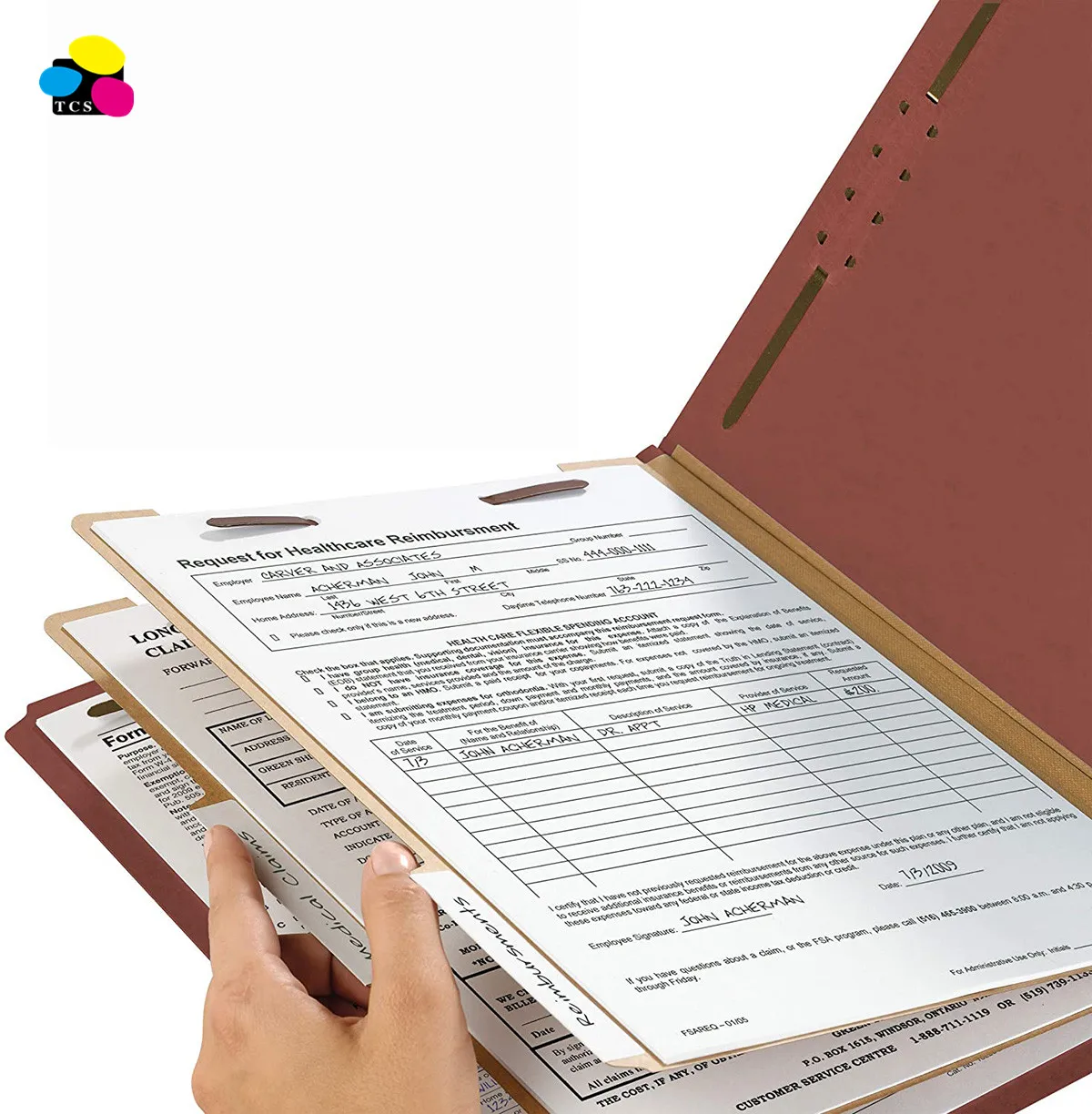 1/3 cut Tab 2 Dividers Dark Red Letter Size Pressboard Classification Folders With Fasteners