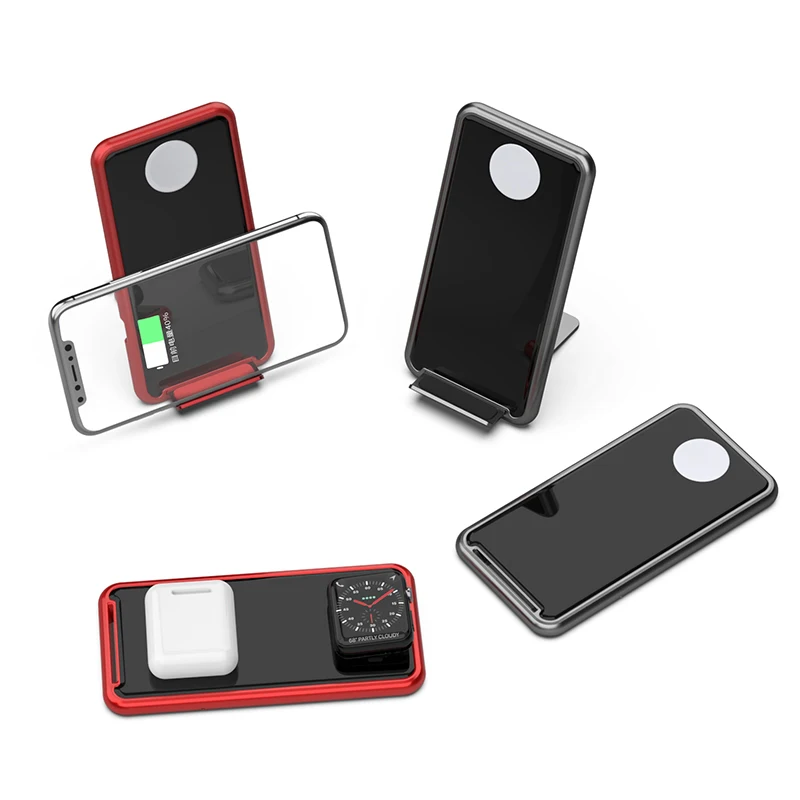 4 в 1 Qi Беспроводное зарядное устройство док-станция типа C подставка быстрой зарядки 3,0 коврик для с Bluetooth кнопкой на ручке для iPhone + Airpods + зарядное устройство для часов Apple