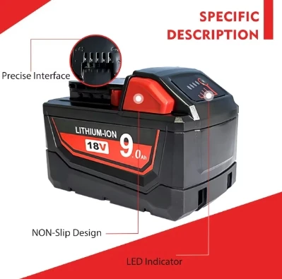 9.0Ah 18v Lithium Ion Power Tool Battery Rechargeable Replacement 18v Batteries for Combo Kit