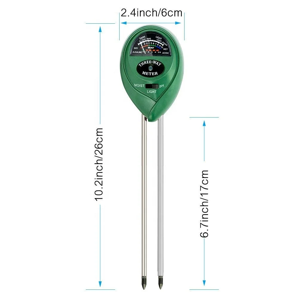 High Quality Portable 3 In 1 gardening plant flowerpot tester soil moisture meter/PH Meter/illuminance meter
