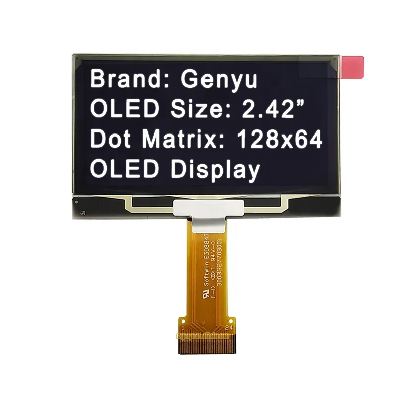 White Rectangular Oled 128X64 Oled Display 2,4 Spd0301 24Pin Parallel Spi I2C Socket Fpc 12864 2.42 Oled Panel