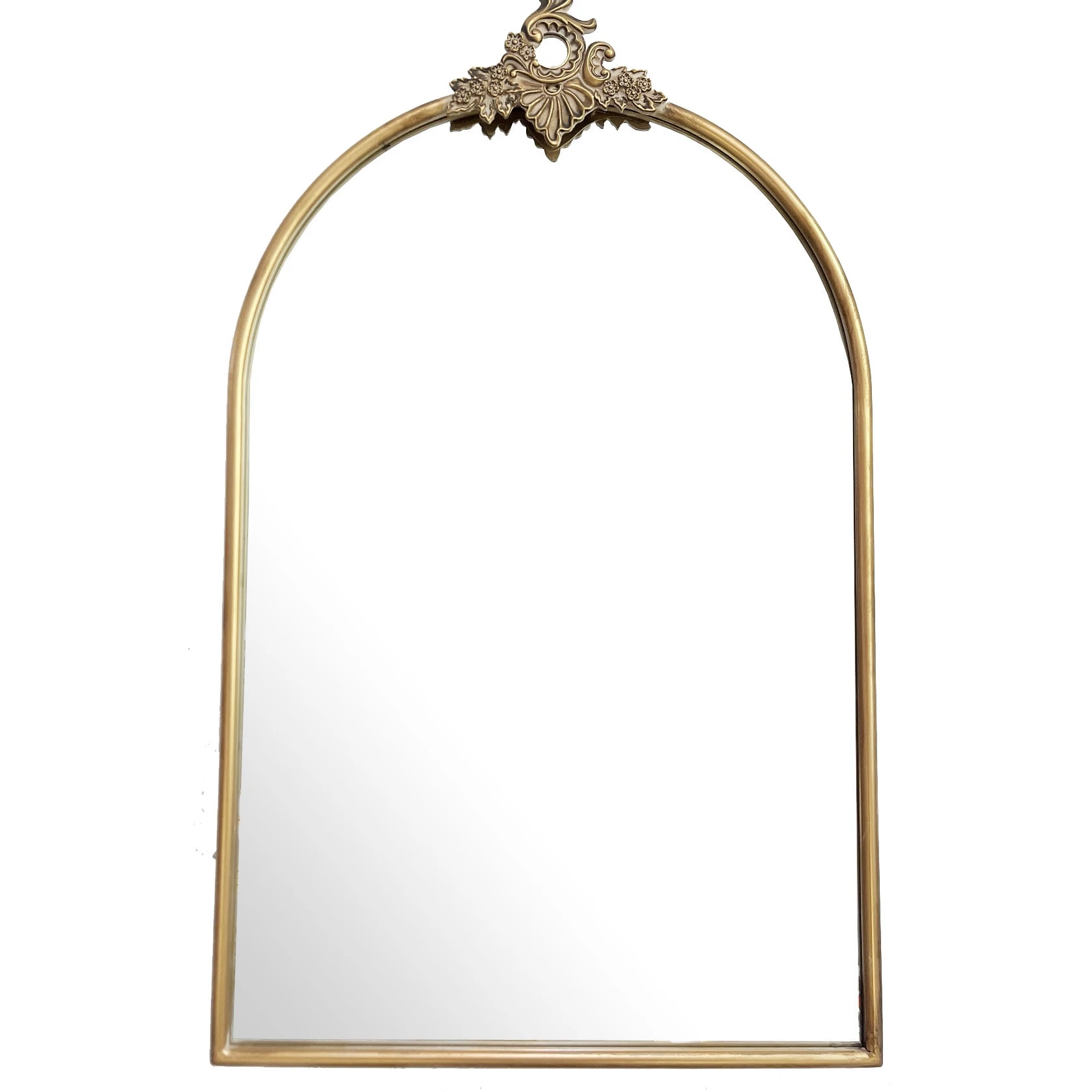 European Vintage Gold Arched Mirror Resin Wall Mirror Decor Iron Frame Mirror Decor for Living Room