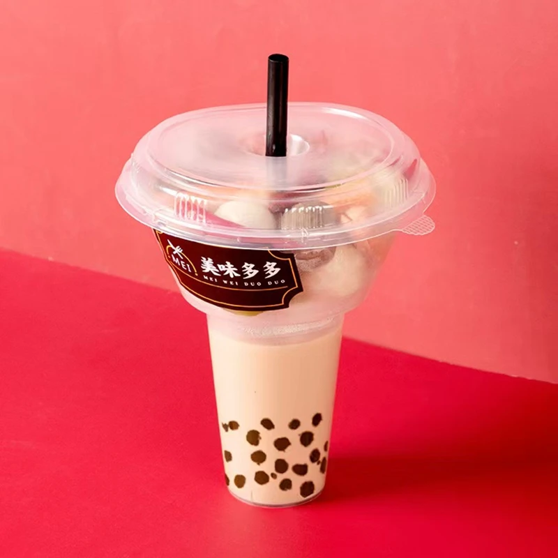 Disposable Creative Popcorn Cup Plastic Walking Hot Pot Cup 700ml Clear Milk Tea Boba Cup Fried Chicken Snack With Bowl Tray Lid