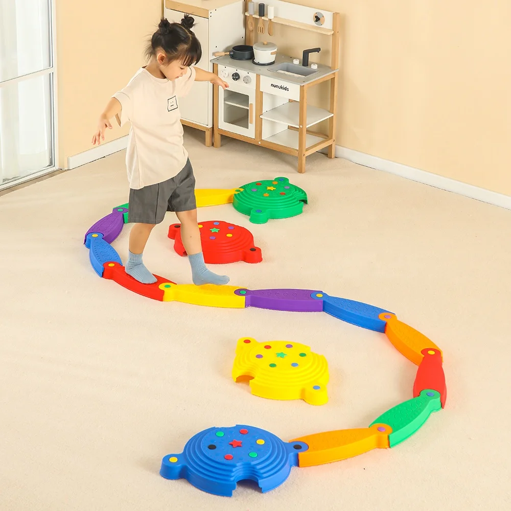 children walking plastic combination play set sensory training balance stepping river stone Kit