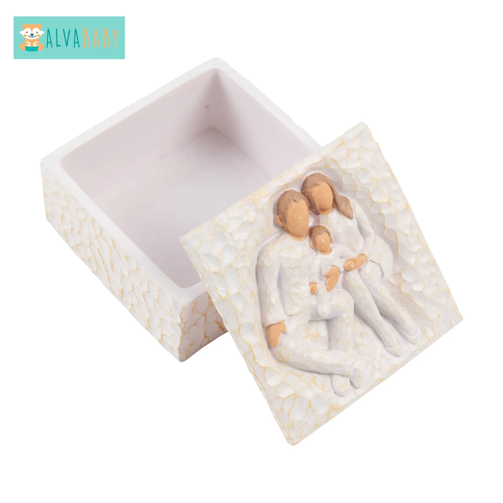 ALVABABY Sculpted Hand-Painted Keepsake Box Baby Tooth Keepsakes Boxes Souvenirs Gift Resin Crafts