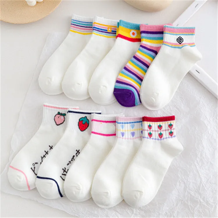 
Japanese Korean Kawaii Women cute Cartoon Tube short Socks Cotton Harajuku girls school Colorful Funny Socks JV994 