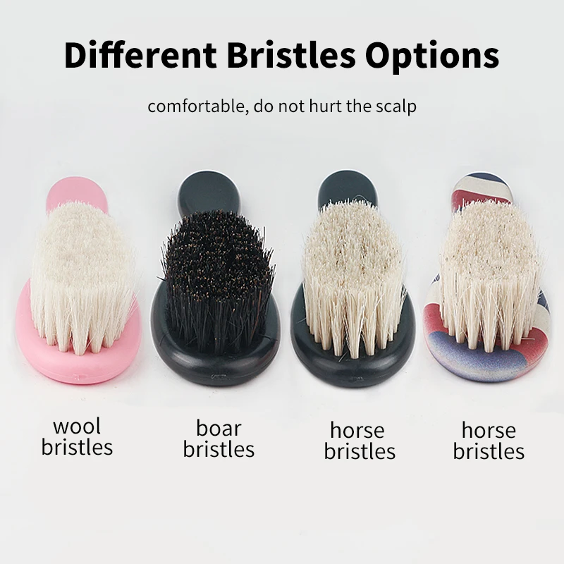 Custom Logo Wholesale Retail 100% Boar Bristle Wool Bristle Detangling Barber Hair Cut Fade Brush Mens Beard Colour Brush