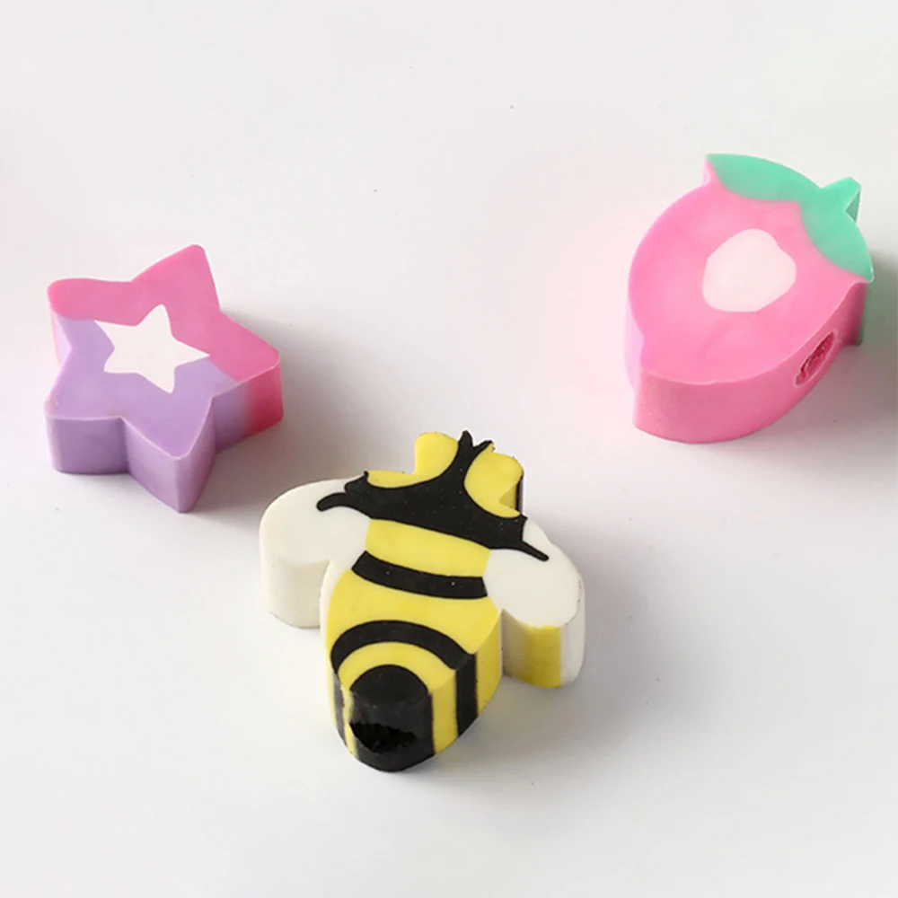 Sedex Audit Factory Customized Extrude Eraser School Cute Funny 2D Butterfly Animal Topper Pencil Eraser