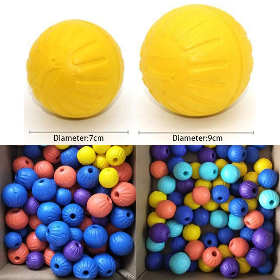 Training Pet Chew Toy Bite Pull Interactive EVA Floating Foam Waterproof Easy Clean Dog Toys Ball Tug Toy with PVC Handle