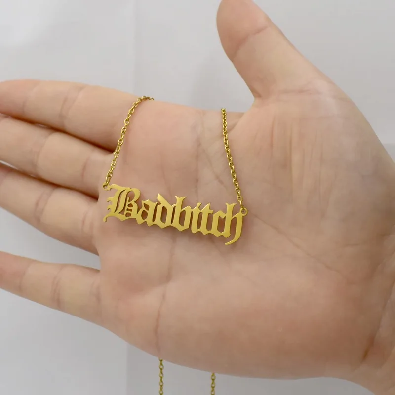 Custom nameplate gold stainless steel babygirl brat baby honey necklace womens