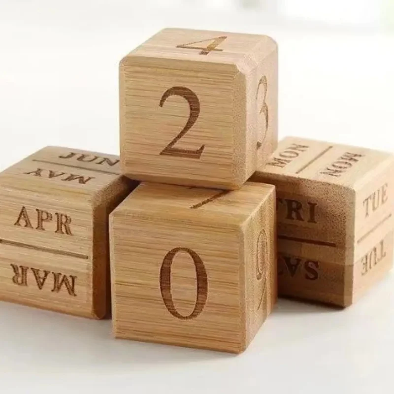 Factory sale make your own desktop decoration  festival blocks perpetual wooden cube square small calendar for office decor