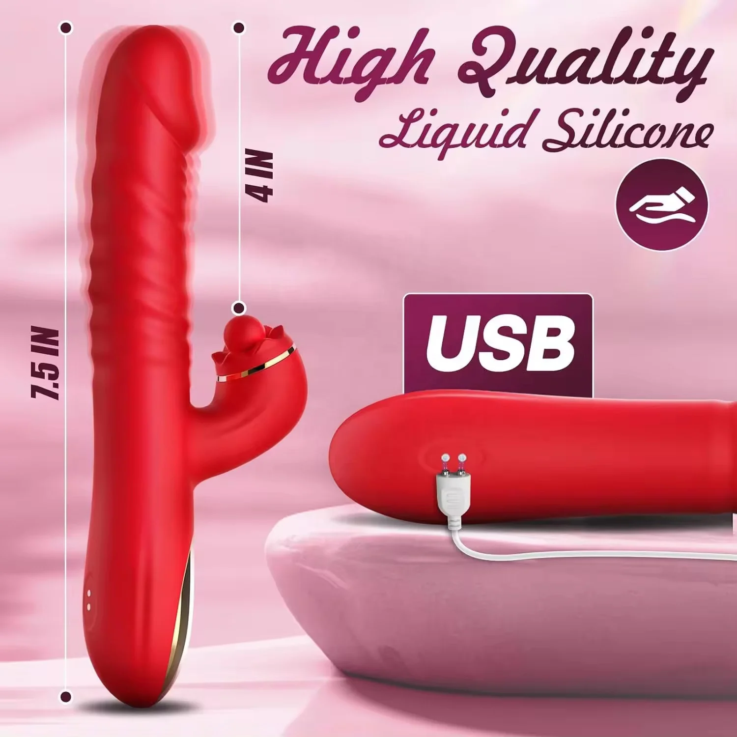 Dropshipping G Spot Vibrators Massager Realistic Rotating Head Thrusting Electric Sex Toy Rabbit Dildo Vibrator For Women