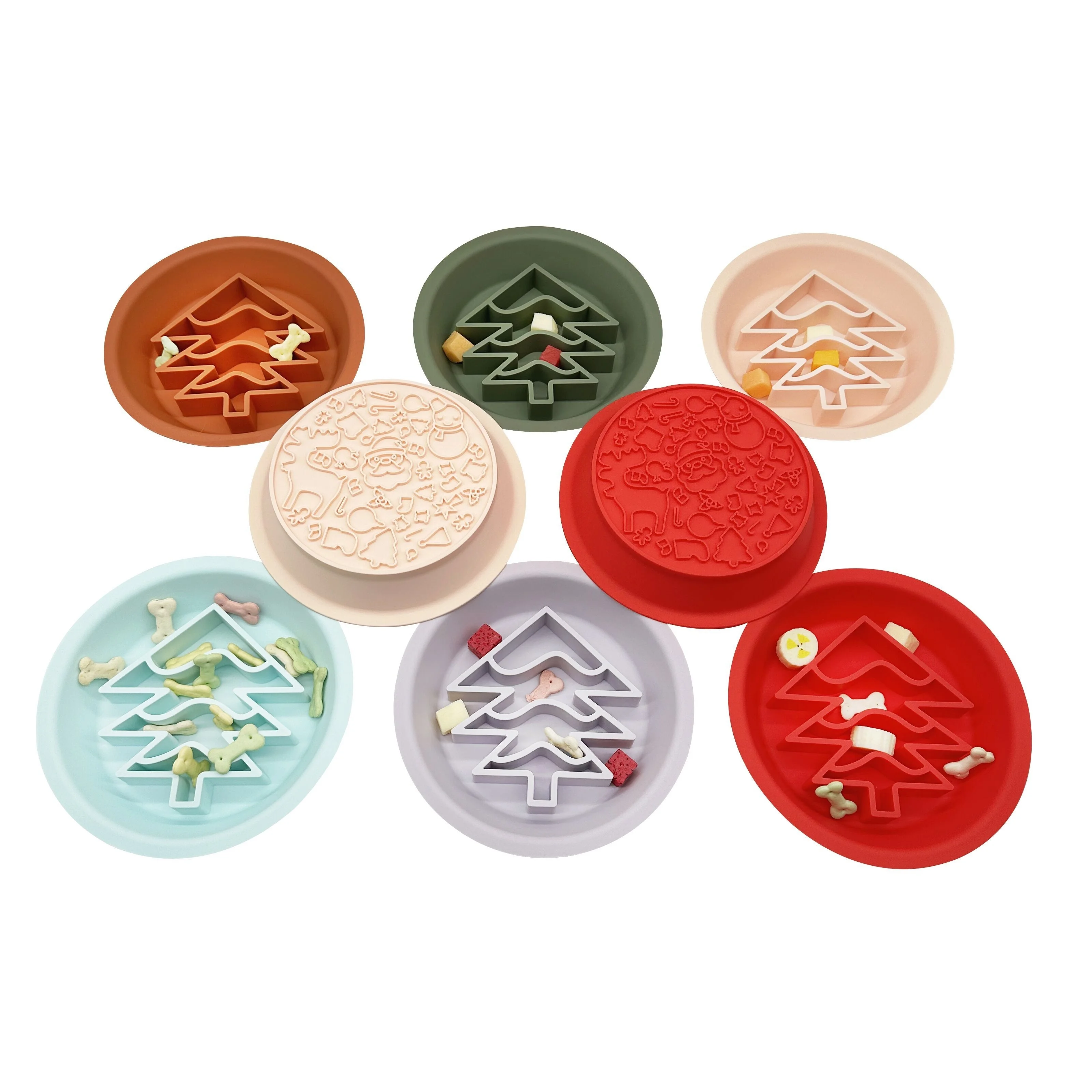 ZMaker 2024 Christmas Tree Silicone Slow Feed Dog Bowl 2 In 1 Dog Lick Mat Pet Licking Bowl Christmas Slow Feeder Dog Bowl