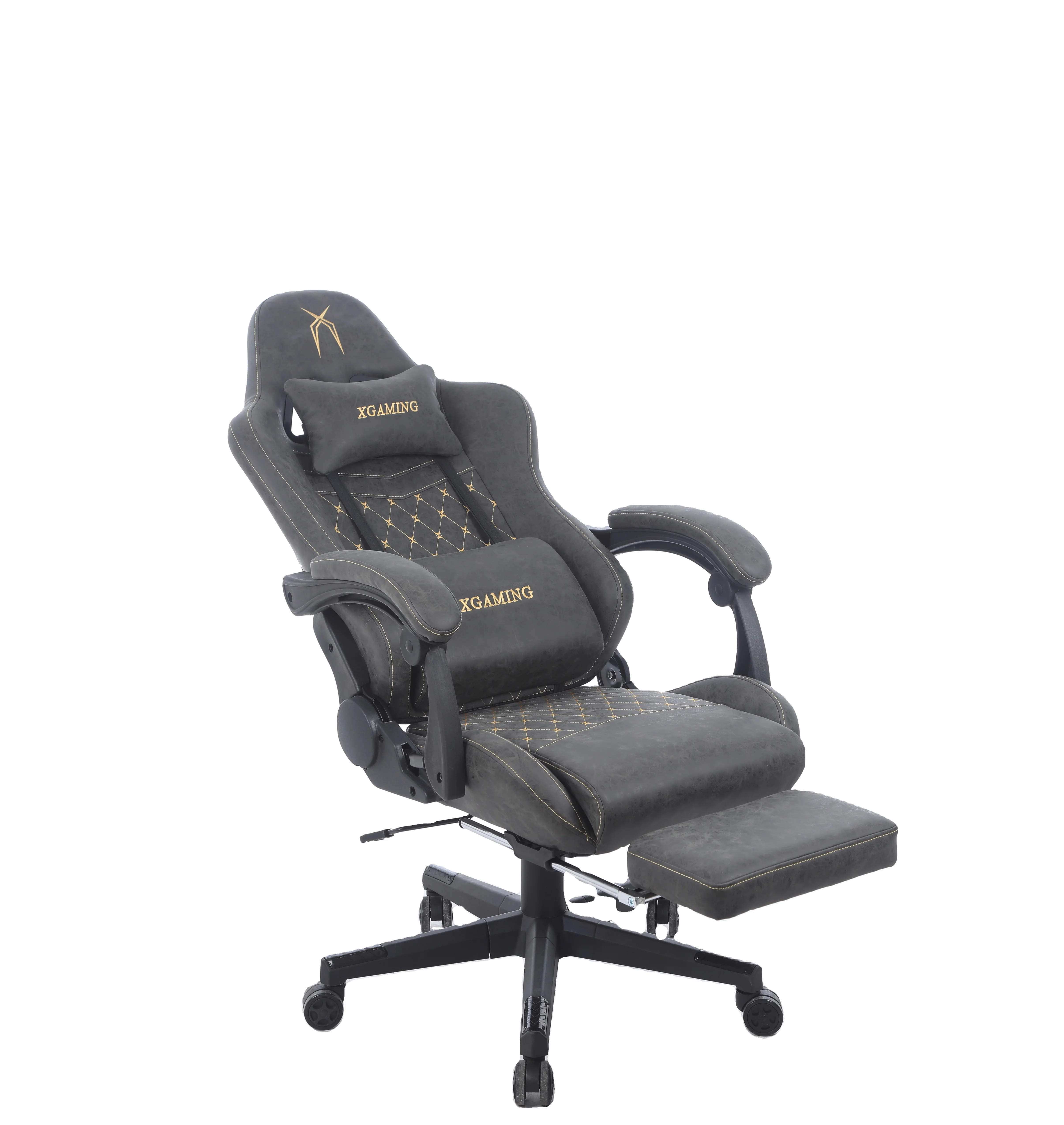 new design reclining gamer chair with footrest brown gaming chair
