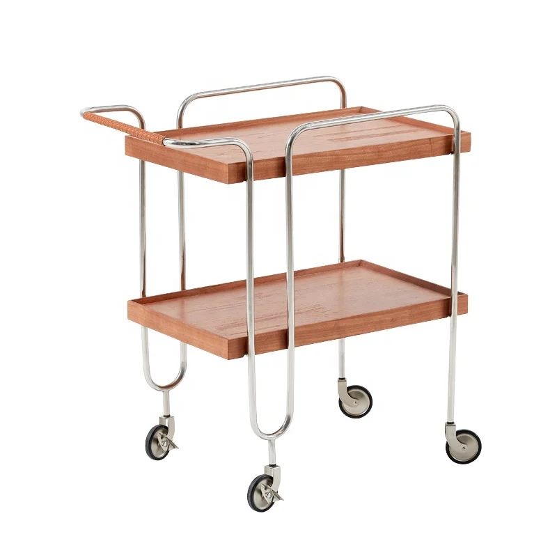 Modern vintage furniture home hotel coffee metal serving drinks small wine cart movable storage bar trolley cart with wheels