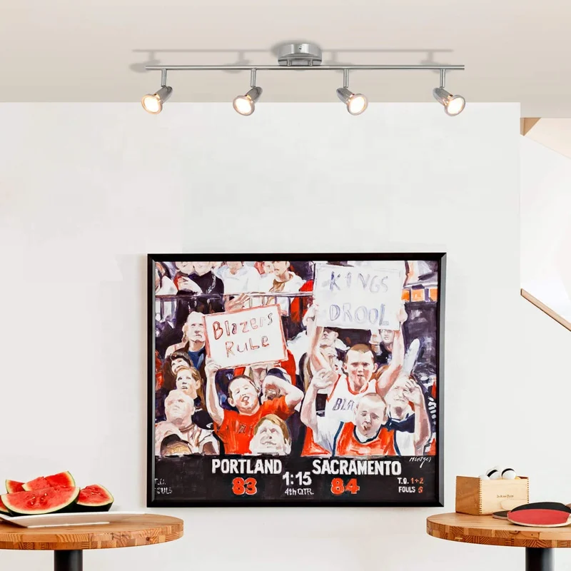 Modern Ceiling Track Light Bar Fixture Brushed Nickel Adjustable Track Lighting for Kitchen Dining Room