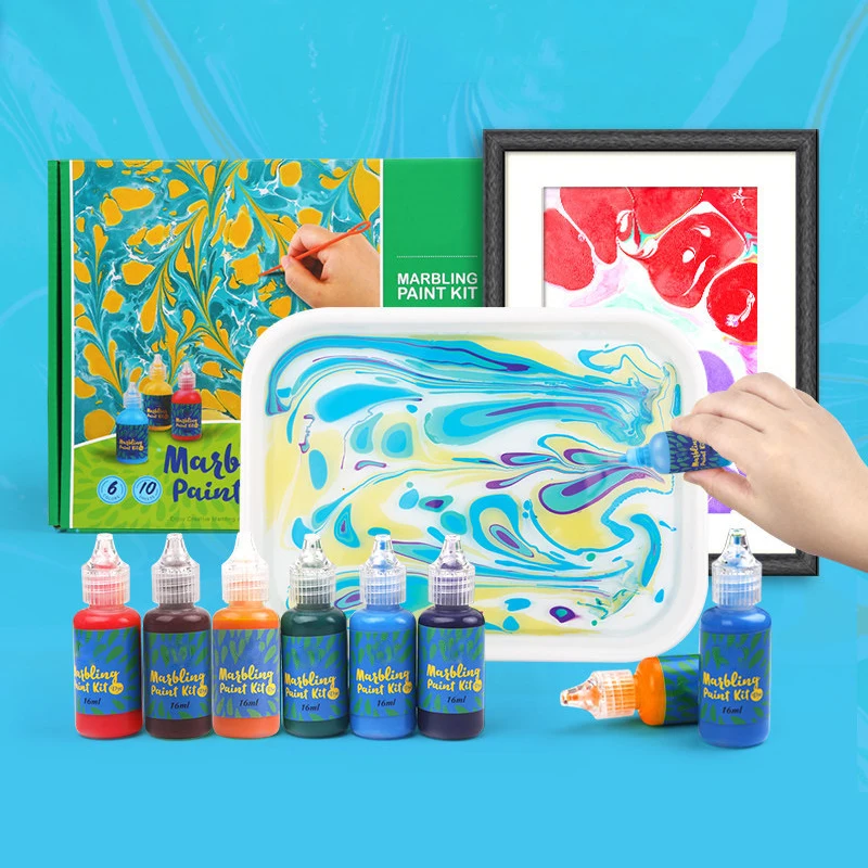 Factory Supply Non-Toxic marbling paint art kit kids marbling paint kit