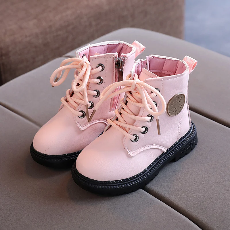 2021 Spring Autum cheap Leather Flower Baby Rubber Boots Waterproof Fashion Kids  Martin  Boots