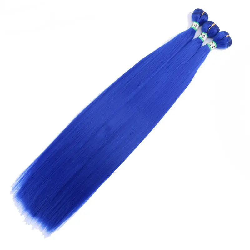 stock  Silky Straight synthetic hair weft  synthetic hair weave  blue  pink high temperature fiber bundles