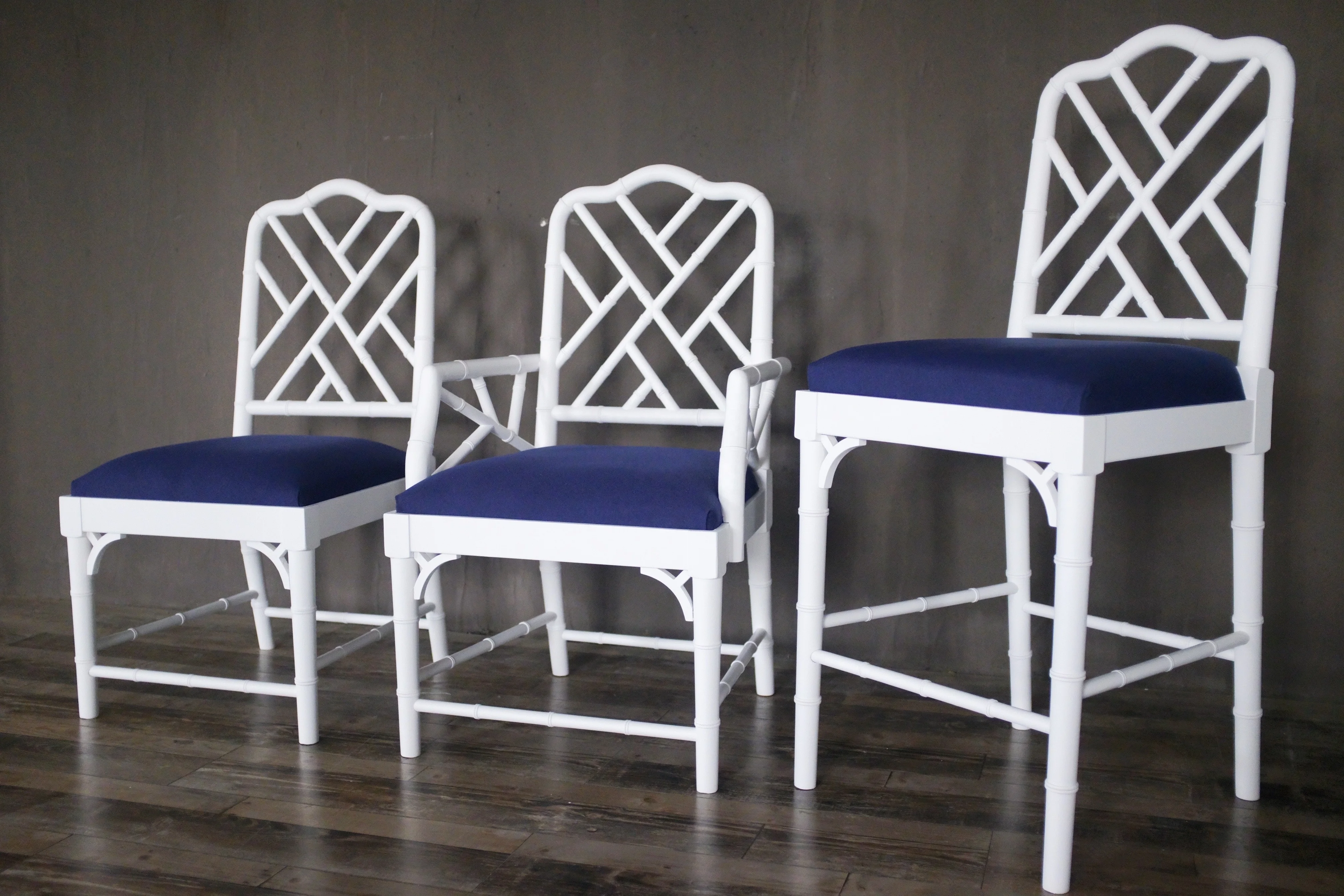 China manufacture chippendale chair Hamptons Style Bamboo wooden barstools dining Chair with arm