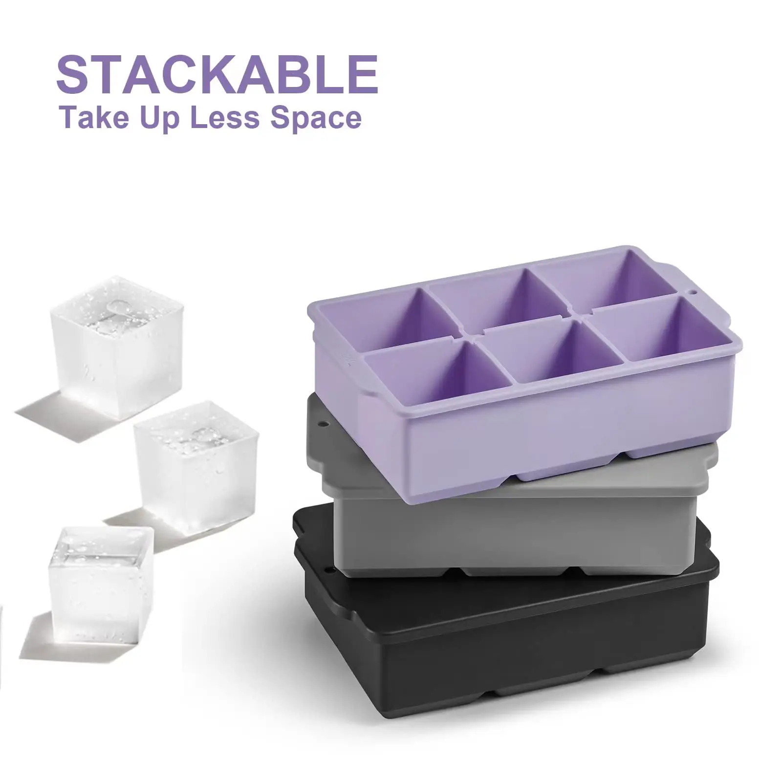 Custom Flexible BPA free Crystal Soft Silicone Ice Cubes Whiskey Ball Maker Clear Large Sphere Tray Mold Easy Release Homeuse