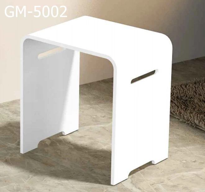 Modern artificial stone Bathroom Toilet Stool Solid Surface Shower Bench Pure Acrylic Shower Stool Wholesale