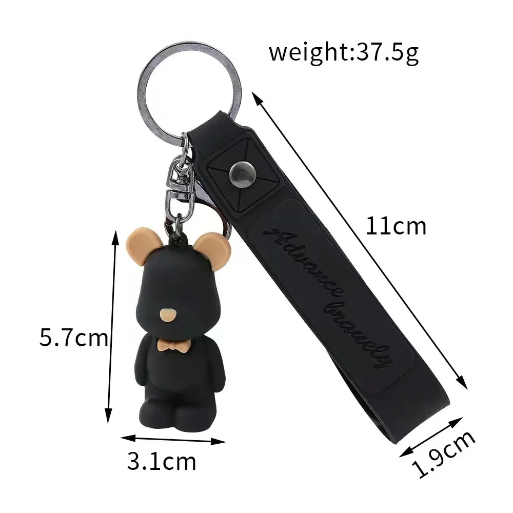 Cute PVC Rubber 3D Cartoon Bear Shape Keychain Custom Logo Soft Plastics Cute Teddy Bear Anime Keychain Accessories Gifts