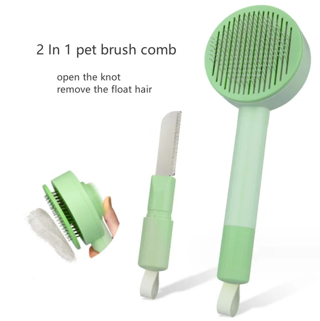 2 In 1 Pet Grooming Brush Comb Cat Hair Remover Abs Stainless Steel Pet Hair Brush